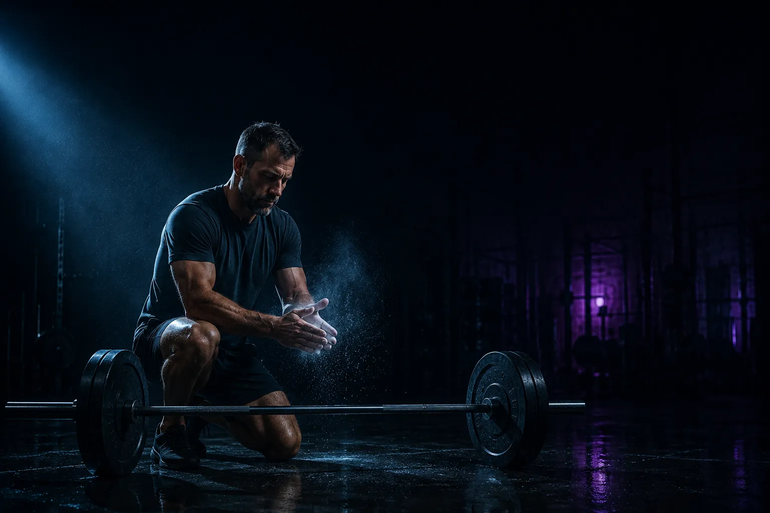 Athletes training with weights in a gym