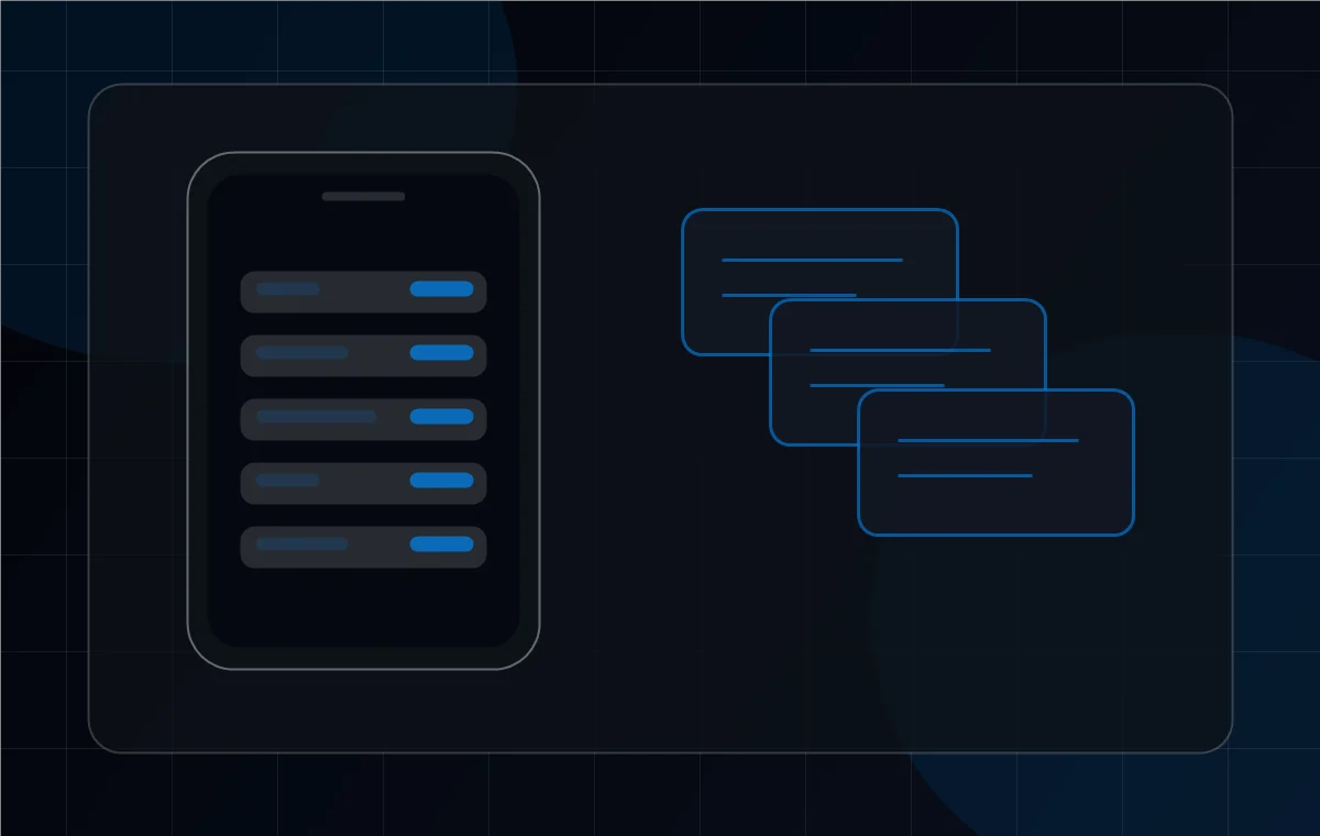 Abstract SuperFlex data export visual with portable file cards