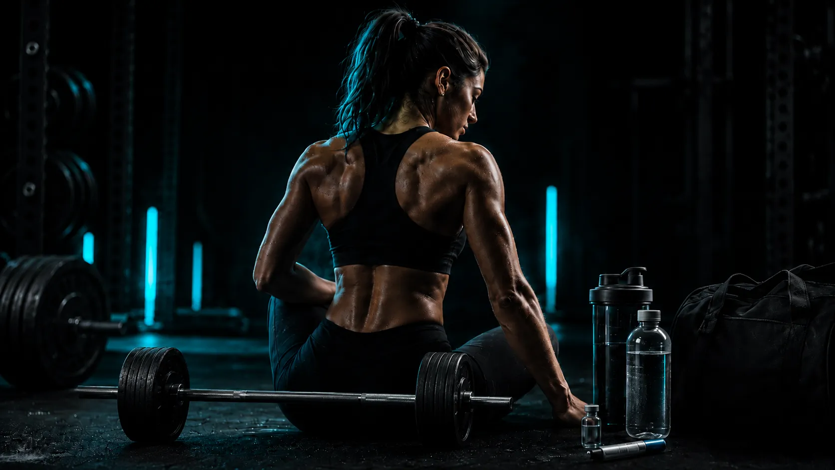 Athletes training with weights in a gym